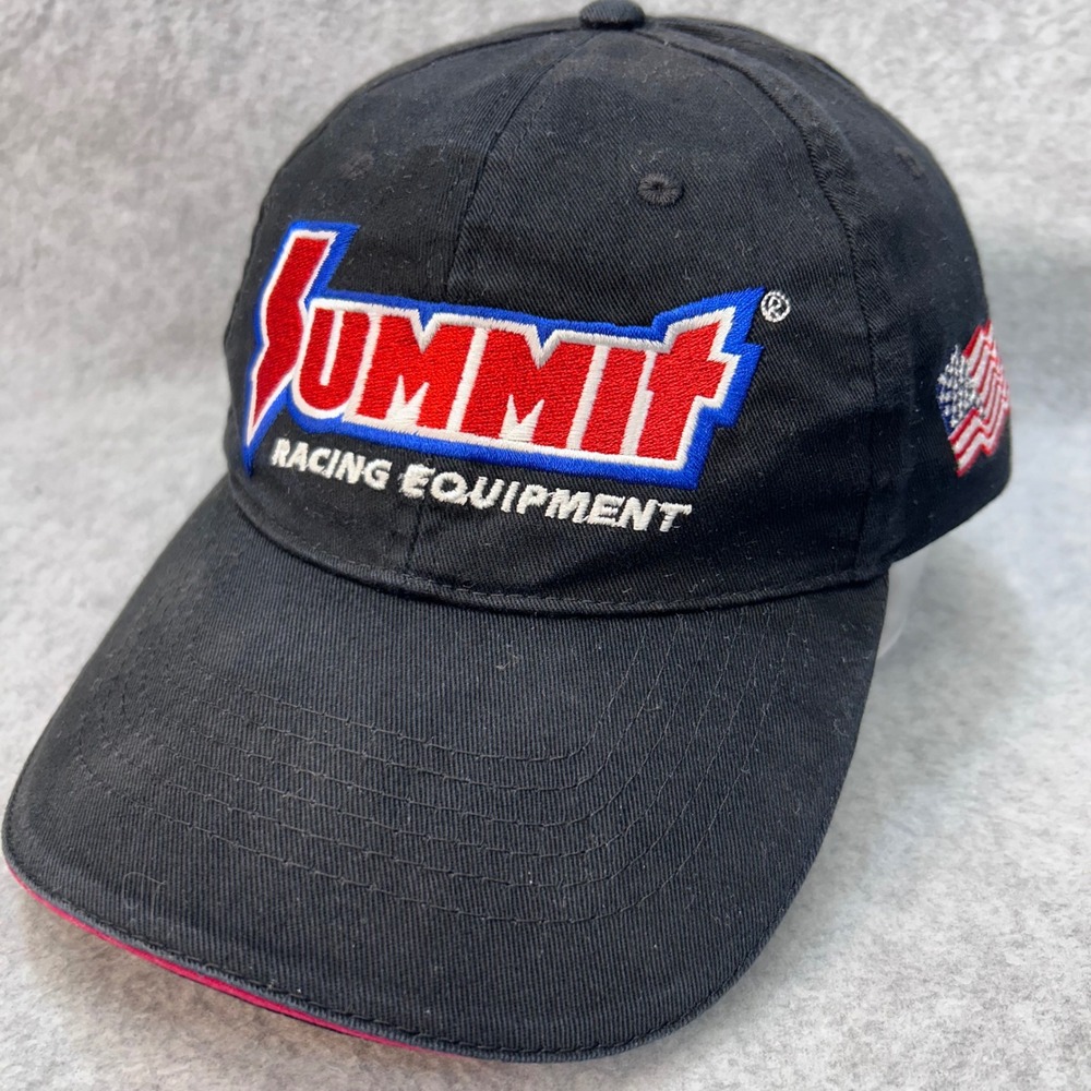 Summit Racing Equipment Mens Black Summit Racing Hat American Flag Logo OSFA